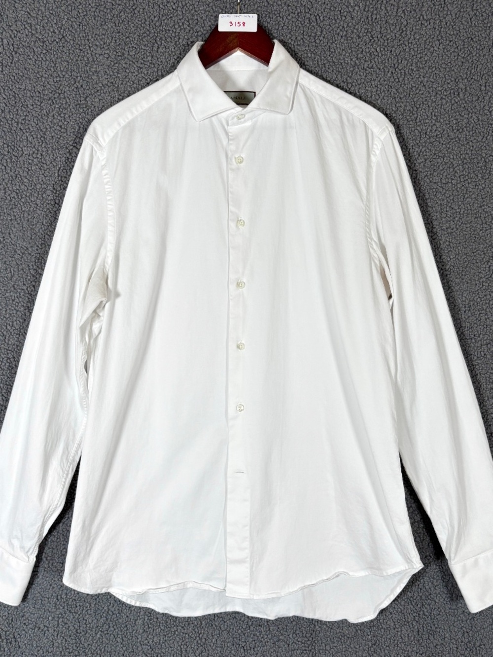 Canali Button Up Long Sleeve Formal Dress Shirt - Men's Size 42/16.5 - White